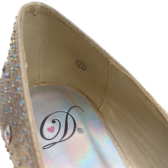 My Delicious Gold Shimmer Seize-H Platform Peep Toe Stiletto Heel 7.5 Studded - Picture 8 of 15